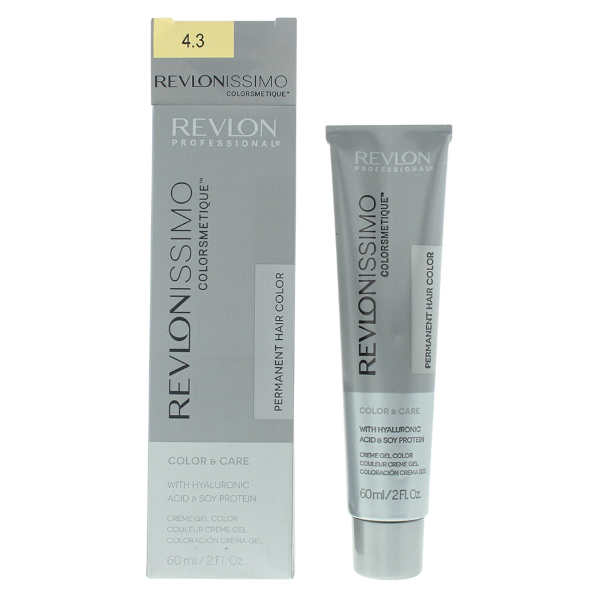 Revlon, Revlonissimo Colorsmetique, Acid hialuronic, Vopsea permanentă de păr, 4.3 Medium Golden Brown, 60 ml