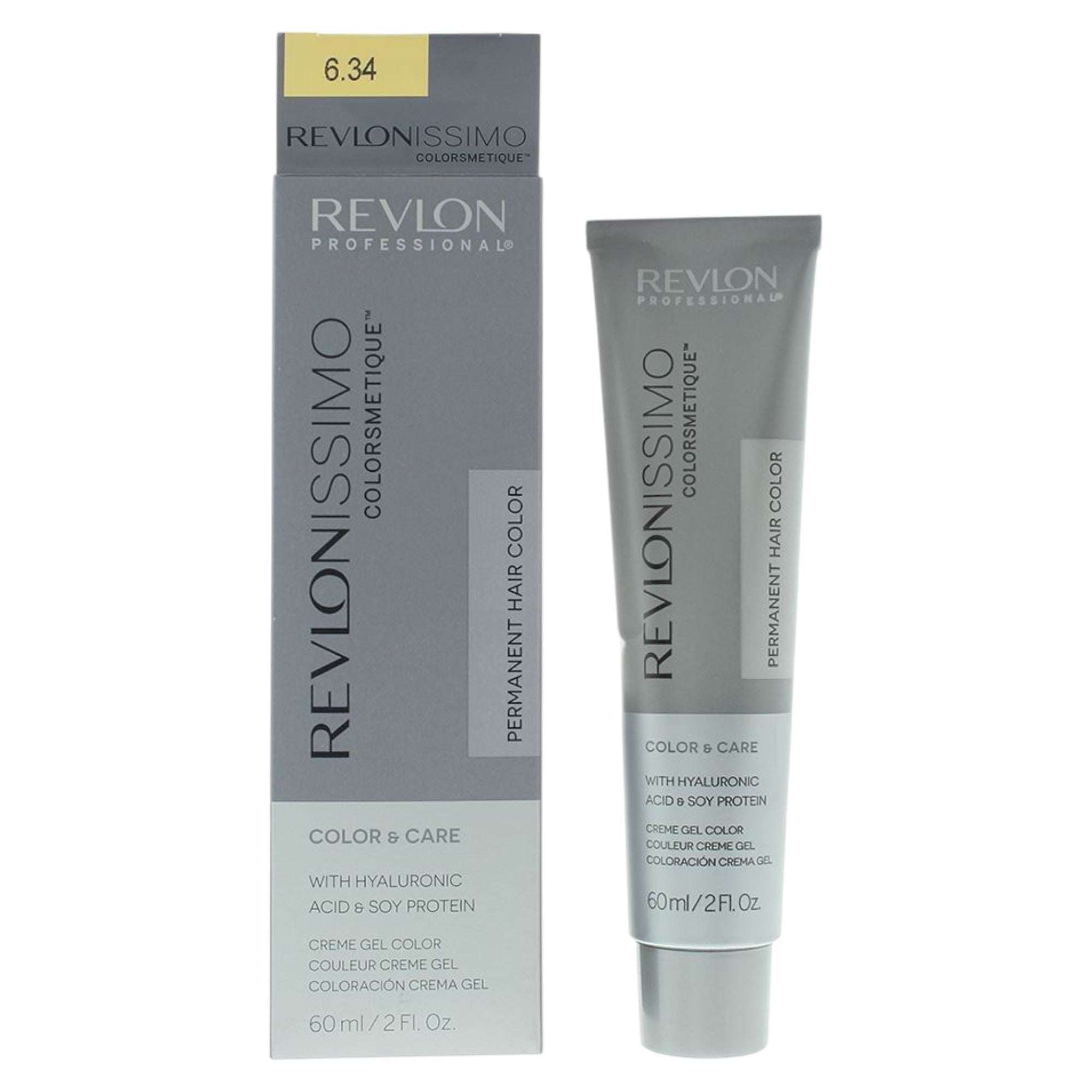 Revlon, Revlonissimo Colorsmetique, Acid hialuronic, Vopsea permanentă de păr, 6.34 Dark Coppery Gold Blonde, 60 ml