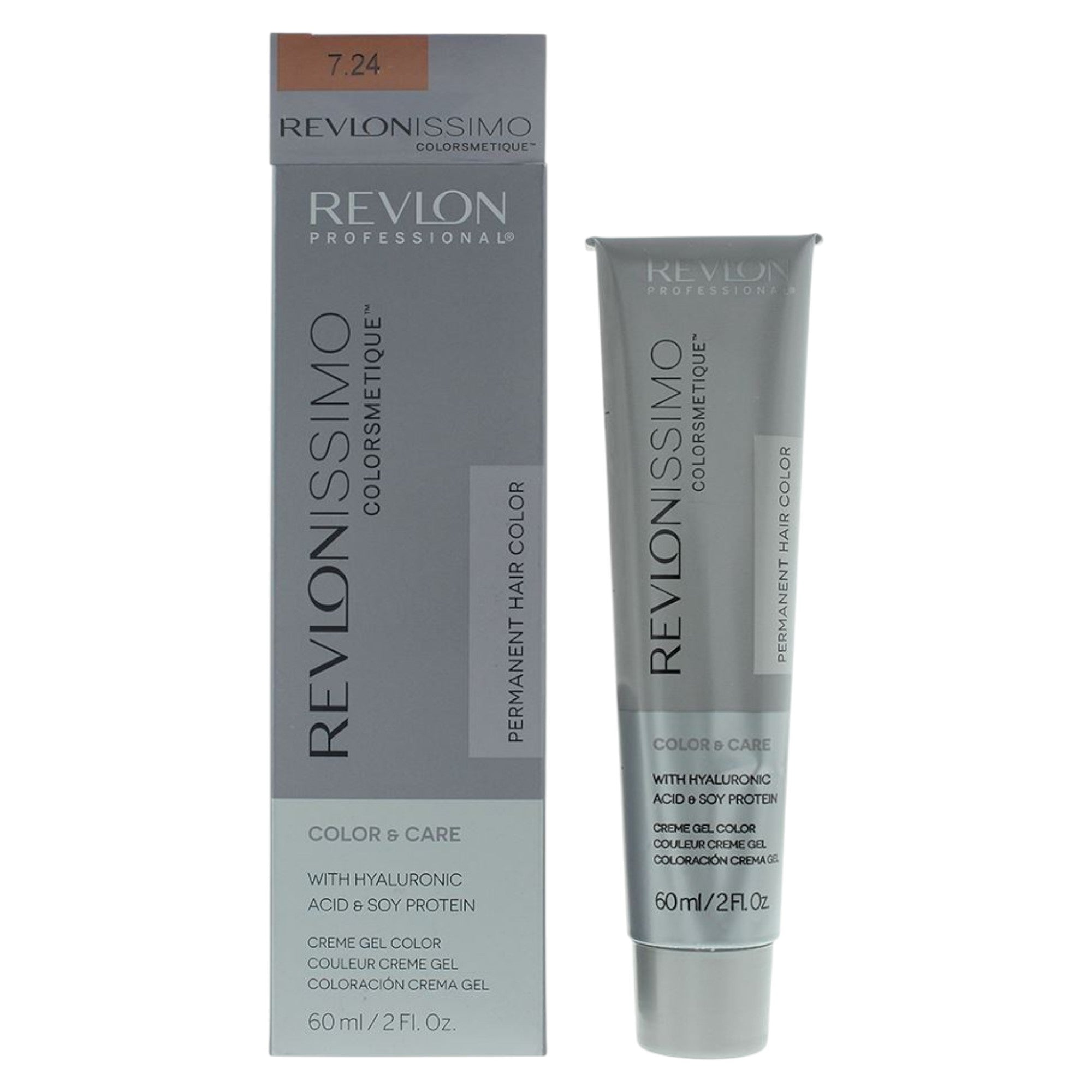 Revlon, Revlonissimo Colorsmetique, Vopsea permanentă de păr, 7.24 Coppery Pearl Blonde, 60 ml