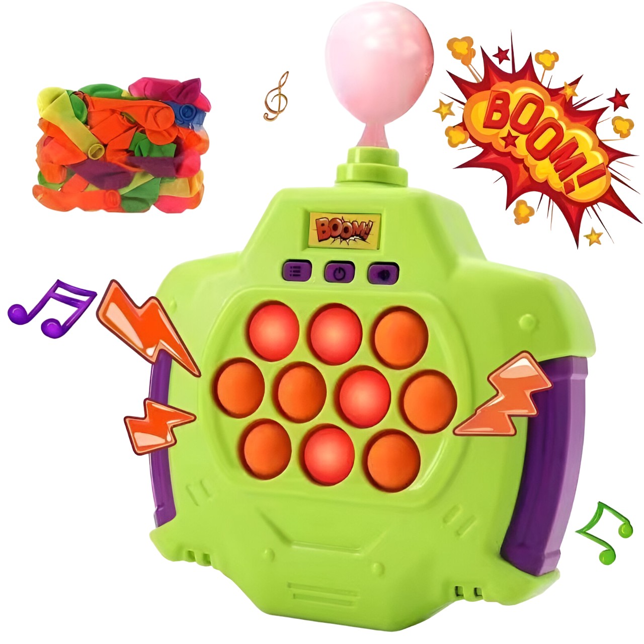 Joc Pop-It Antistres, Flippy, Electronic, 50 de Baloane, Muzica, 2 Moduri de Joc, Nivel Maxim 200, 14.5x13.5x5.7cm,
