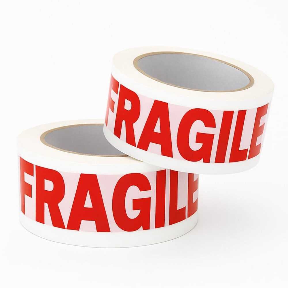 Rola Banda Adeziva Fragile pentru Ambalare si Sigilare Colete Sensibile, Low Noise, Derulare Silentioasa, Aderenta