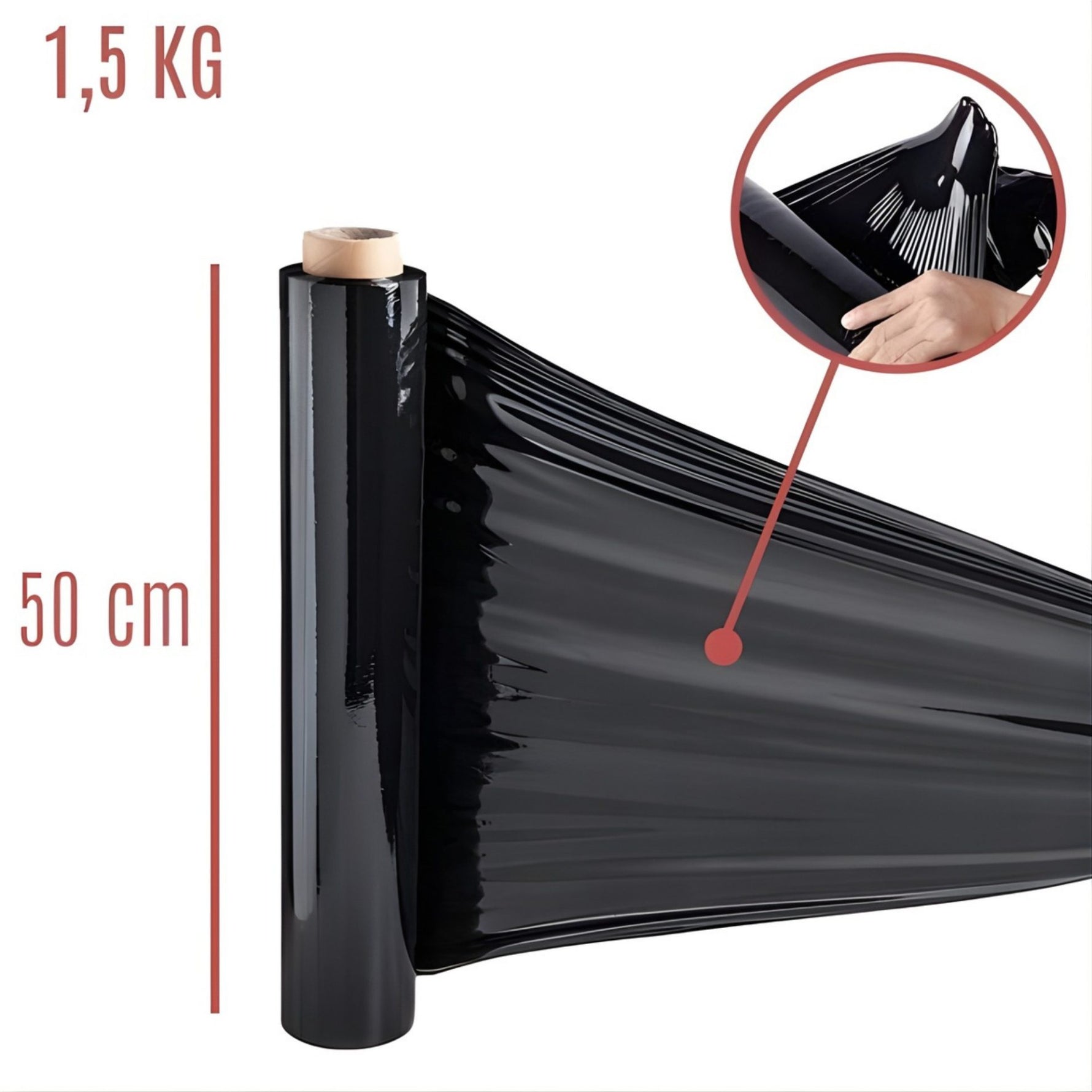Rola Folie Stretch Neagra pentru Ambalare Manuala, Protectie si Fixare Colete, Utilizare Depozit si Transport,