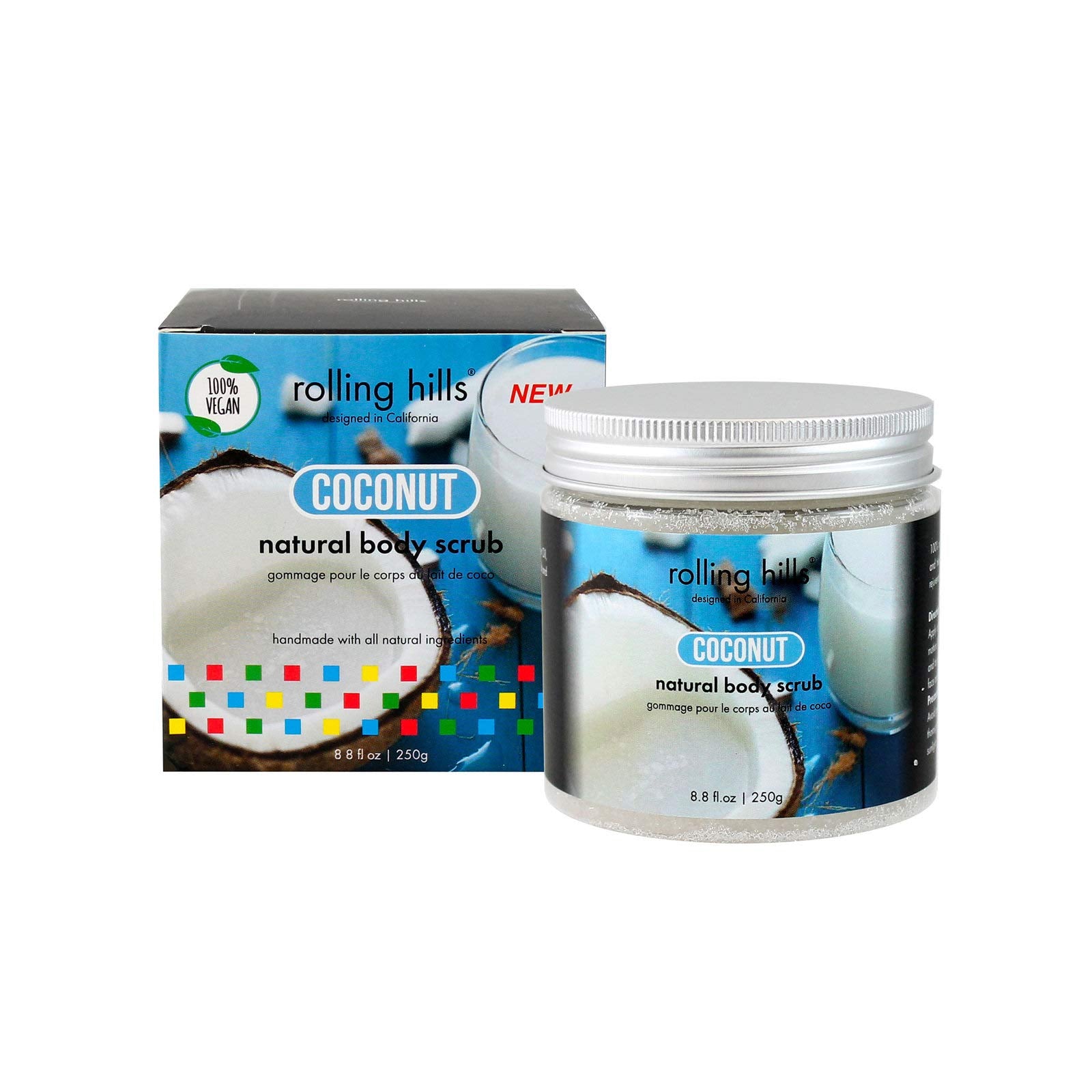 Rolling Hills, Coconut, Elimină impuritățile, Exfoliant pentru corp, 250 g - Olmarkt