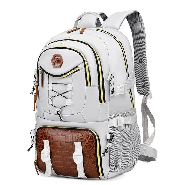 Rucsac Multifunctional pentru Calatorie, Flippy, pentru Alpinism, Voiaj, Drumetii, din Panza Oxford, 34x16x52 cm, Alb