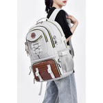 Rucsac Multifunctional pentru Calatorie, Flippy, pentru Alpinism, Voiaj, Drumetii, din Panza Oxford, 34x16x52 cm, Alb