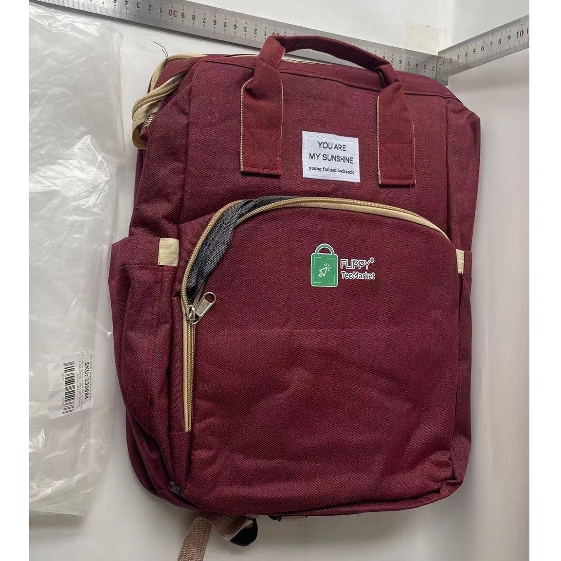 Rucsac Multifunctional pentru Mamici, Flippy, cu Patut Pliabil si Baza de Schimbat, Rezistent la Apa, Capacitate Mare,