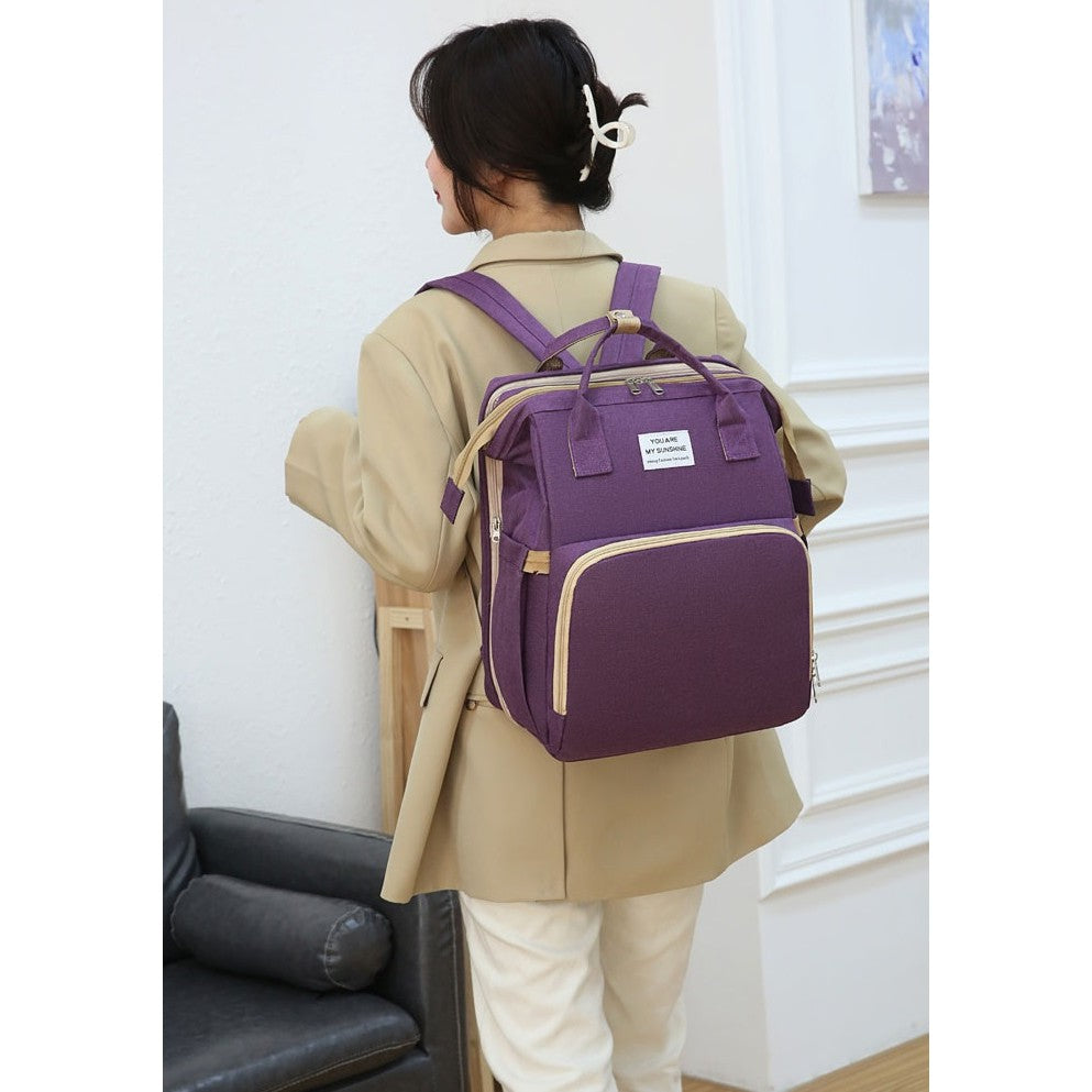 Rucsac Multifunctional pentru Mamici, Flippy, cu Patut Pliabil si Baza de Schimbat, Rezistent la Apa, Capacitate Mare,
