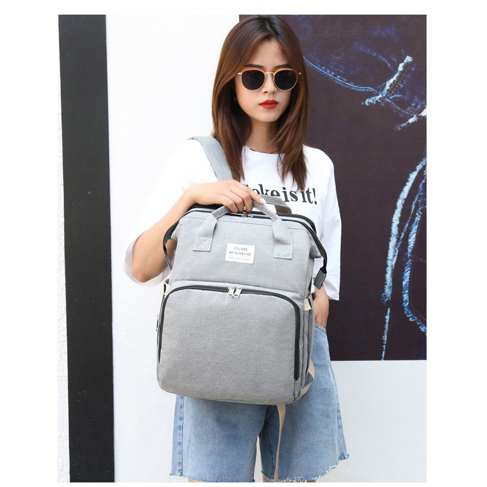 Rucsac Multifunctional pentru Mamici, Flippy, cu Patut Pliabil si Baza de Schimbat, Rezistent la Apa, Capacitate Mare,