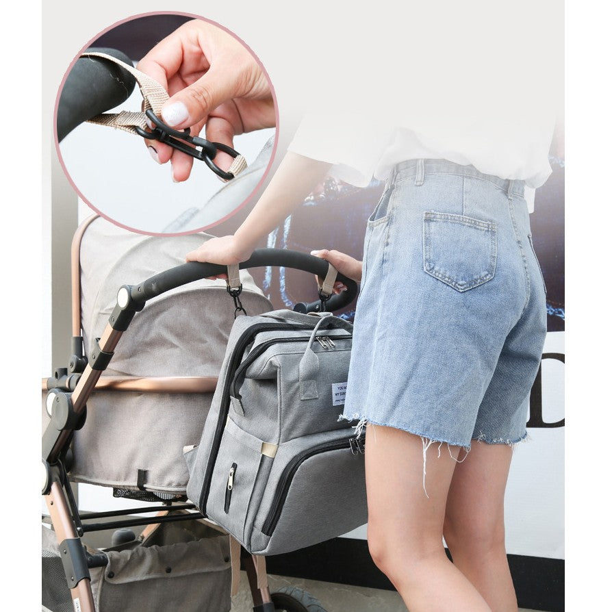 Rucsac Multifunctional pentru Mamici, Flippy, cu Patut Pliabil si Baza de Schimbat, Rezistent la Apa, Capacitate Mare,