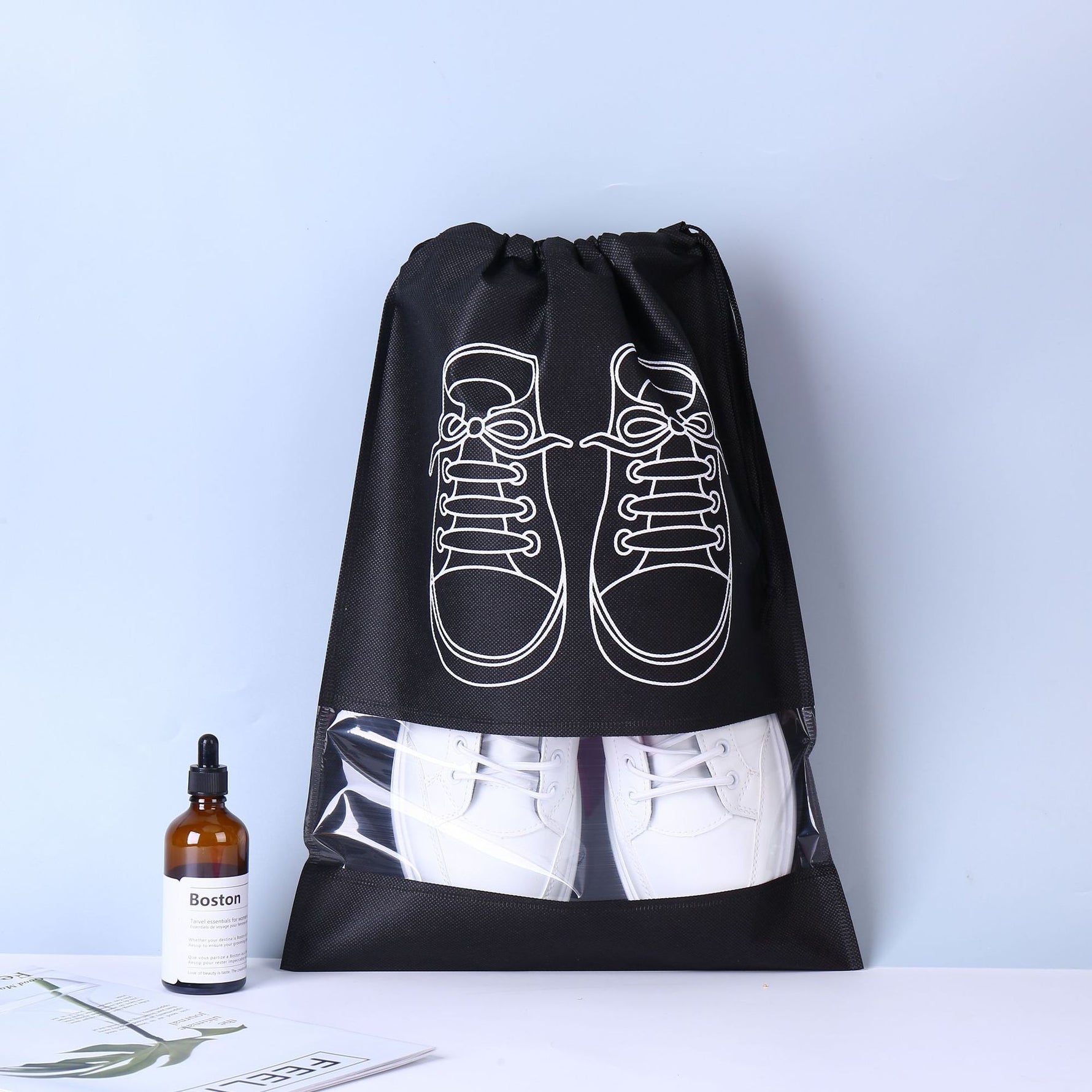 Sac depozitare incaltaminte, pentru voiaj sau depozitare, rezistent la praf, compatibil cu masina de spalat, 27 x 36