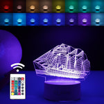 Lampa LED decorativa, Flippy, 3D, Vapor, cu telecomanda, doua moduri de alimentare USB si baterii, 20 cm inaltime, din