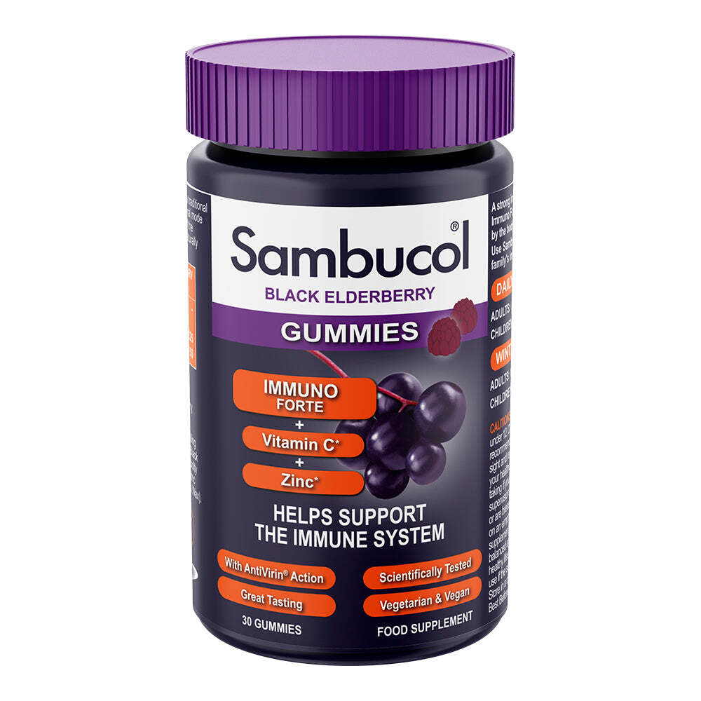 Sambucol, Immuno Forte+, Soc negru, Vitamina C și Zinc, Susțineți sistemul imunitar, Găluște, 30 buc