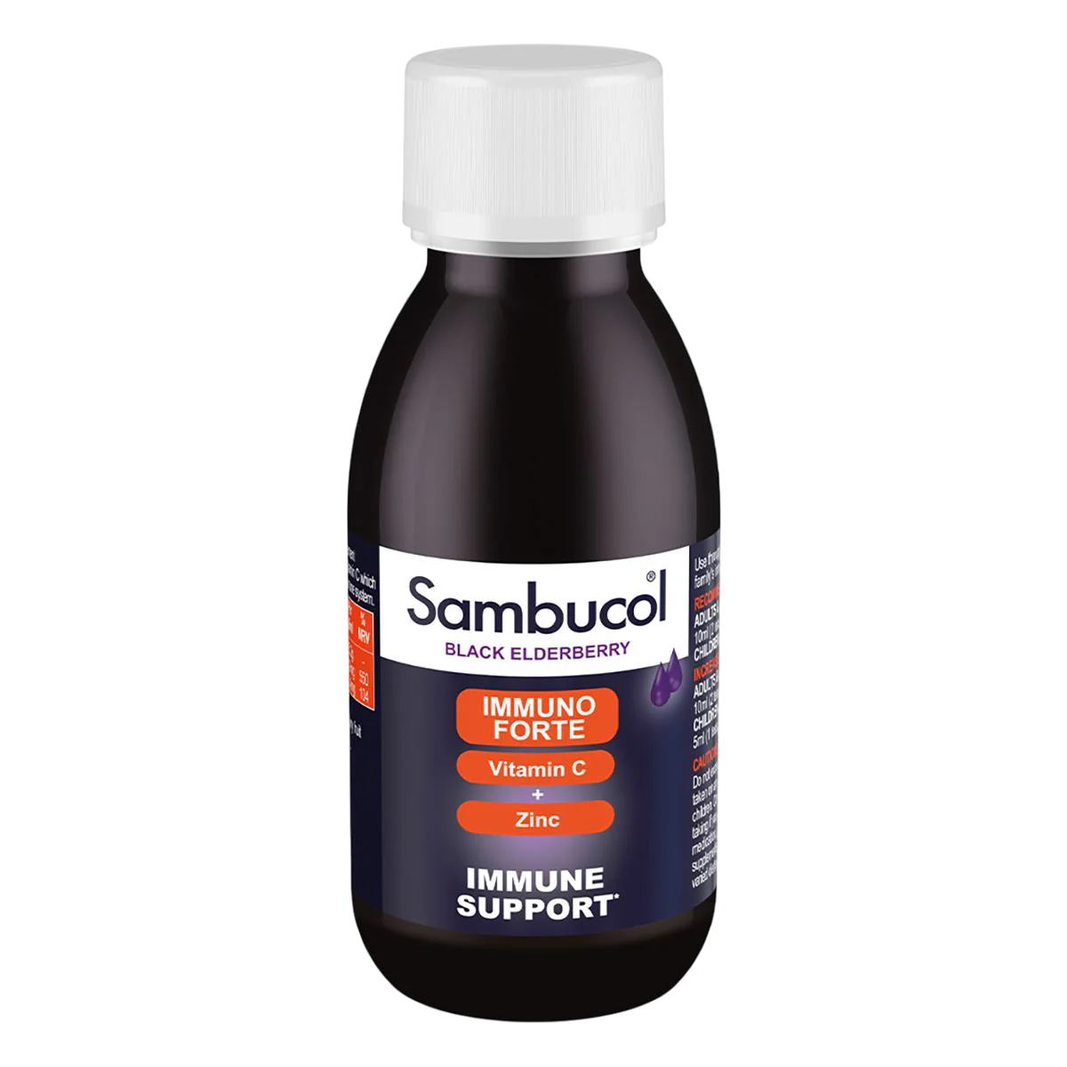 Sambucol, Immuno Forte, Soc negru, Vitamina C și Zinc, Susțineți sistemul imunitar, Sirop, 120 ml