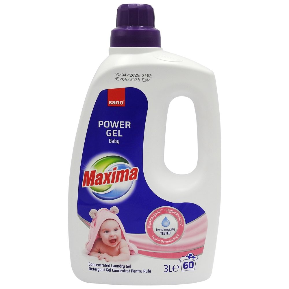 Detergent Gel, SANO, Maxima Baby, 3 L, 60 Spalari
