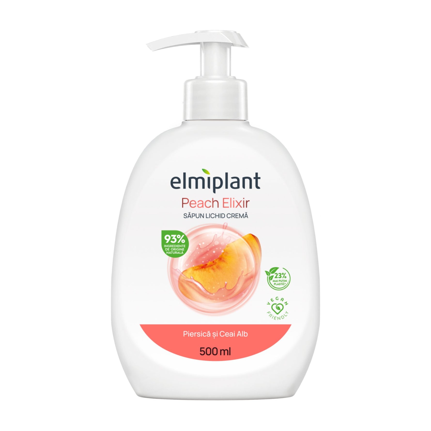 Sapun Lichid Crema, Elmiplant, Piersica si Ceai Alb, 500 ml