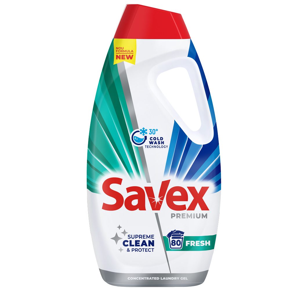 Detergent Lichid pentru Rufe, SAVEX, Fresh, 3.6 L, 80 Spalari