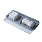 Savoniera Dubla, Flippy, de Perete, cu Compartiment de Scurgere, Montare prin Lipire, 26 x 8 x 4 cm, Gri/Alb