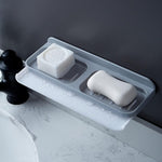 Savoniera Dubla, Flippy, de Perete, cu Compartiment de Scurgere, Montare prin Lipire, 26 x 8 x 4 cm, Gri/Alb