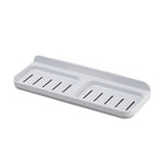 Savoniera Dubla, Flippy, de Perete, cu Compartiment de Scurgere, Montare prin Lipire, 26 x 8 x 4 cm, Gri/Alb