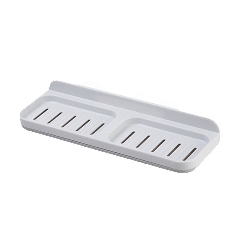 Savoniera Dubla, Flippy, de Perete, cu Compartiment de Scurgere, Montare prin Lipire, 26 x 8 x 4 cm, Gri/Alb