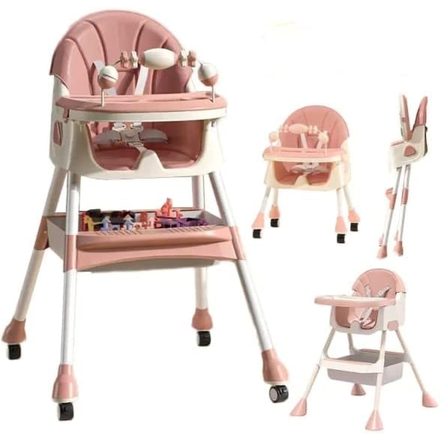 Scaun de Masa 2in1, Flippy, pentru Copii de la 6 luni - 5 Ani, Inaltime Reglabila, Centura in 5 Puncte, Tava de Masa,