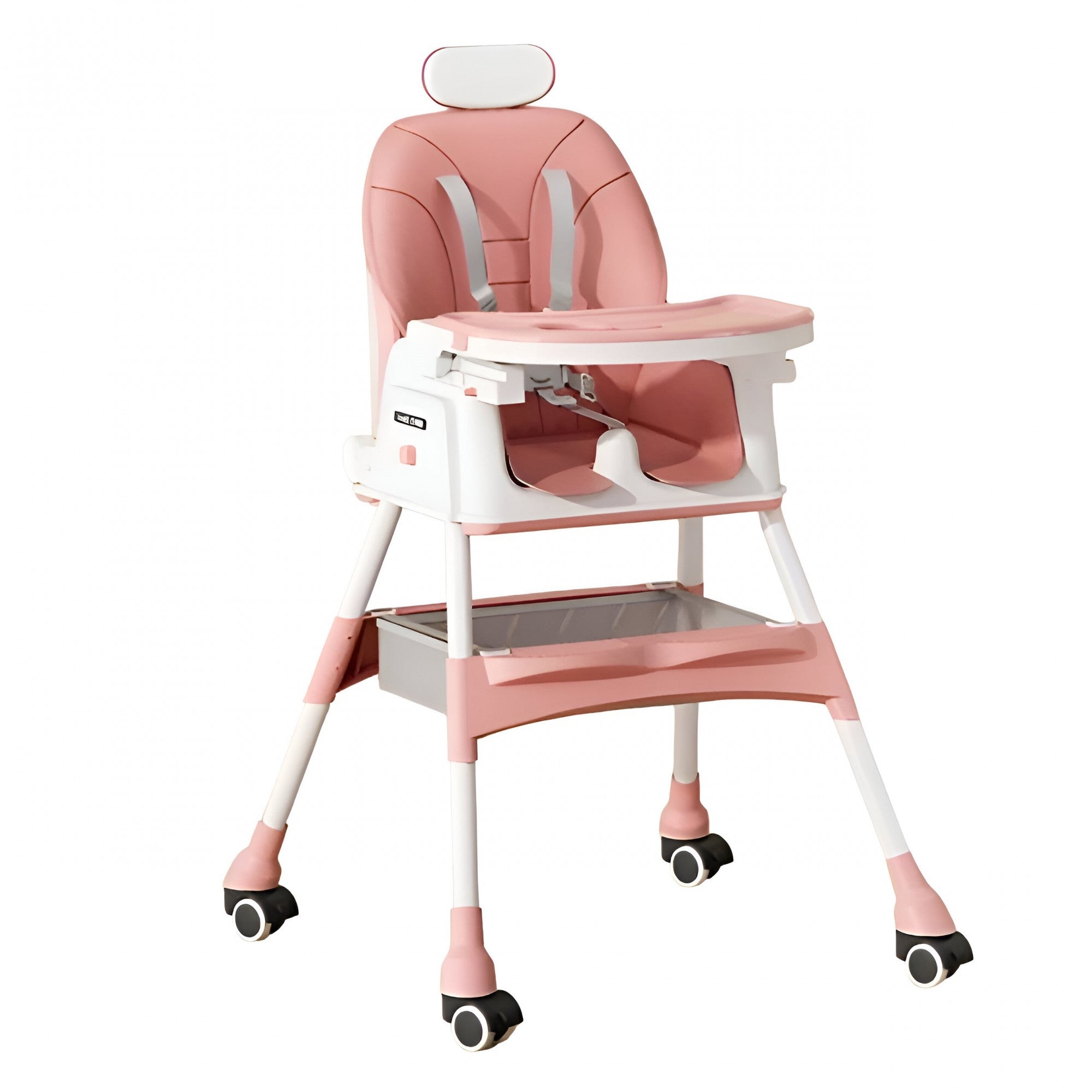 Scaun de Masa pentru Bebelusi si Copii Flippy, cu Roti, cu Tetiera, Telescopic, Pliabil, Masuta Reglabila, Suport
