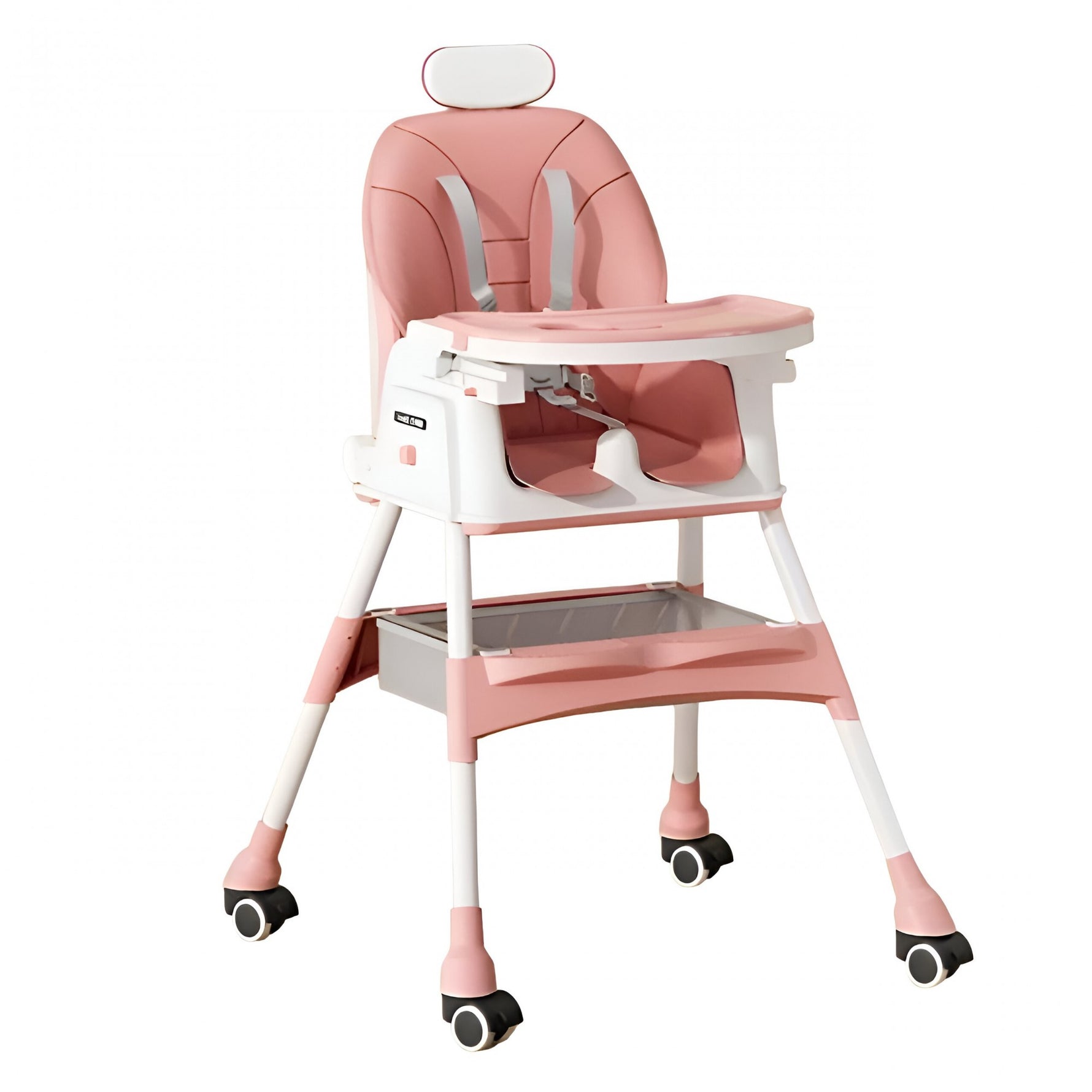 Scaun de Masa pentru Bebelusi si Copii Flippy, cu Roti, cu Tetiera, Telescopic, Pliabil, Masuta Reglabila, Suport