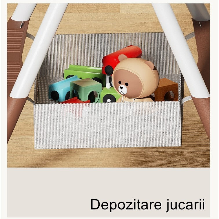 Scaun de Masa pentru Bebelusi si Copii Flippy, cu Roti, cu Tetiera, Telescopic, Pliabil, Masuta Reglabila, Suport
