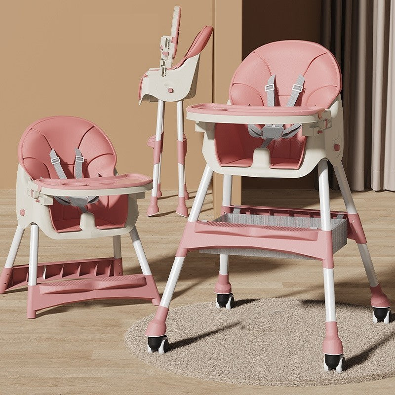 Scaun de Masa pentru Bebelusi si Copii, Flippy, cu Roti, Telescopic, Pliabil, Masuta Reglabila, Suport Picioare, Scaun