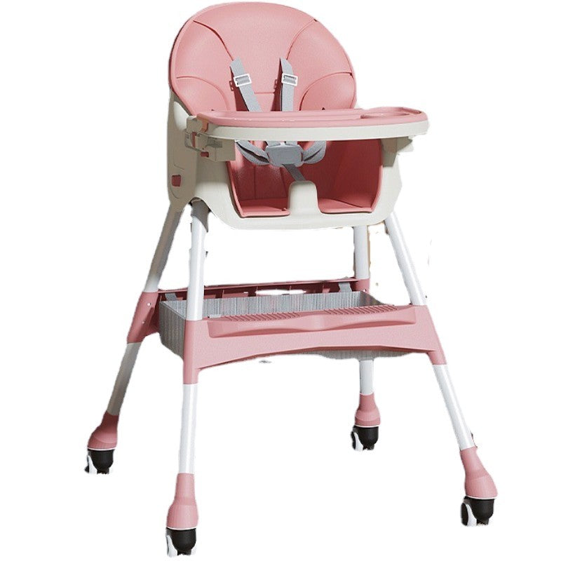 Scaun de Masa pentru Bebelusi si Copii, Flippy, cu Roti, Telescopic, Pliabil, Masuta Reglabila, Suport Picioare, Scaun