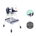 Scaun de Masa pentru Copii, Flippy, Multifunctional, Pliabil, cu Roti, Cos de Depozitare, din Plastic, Centura de