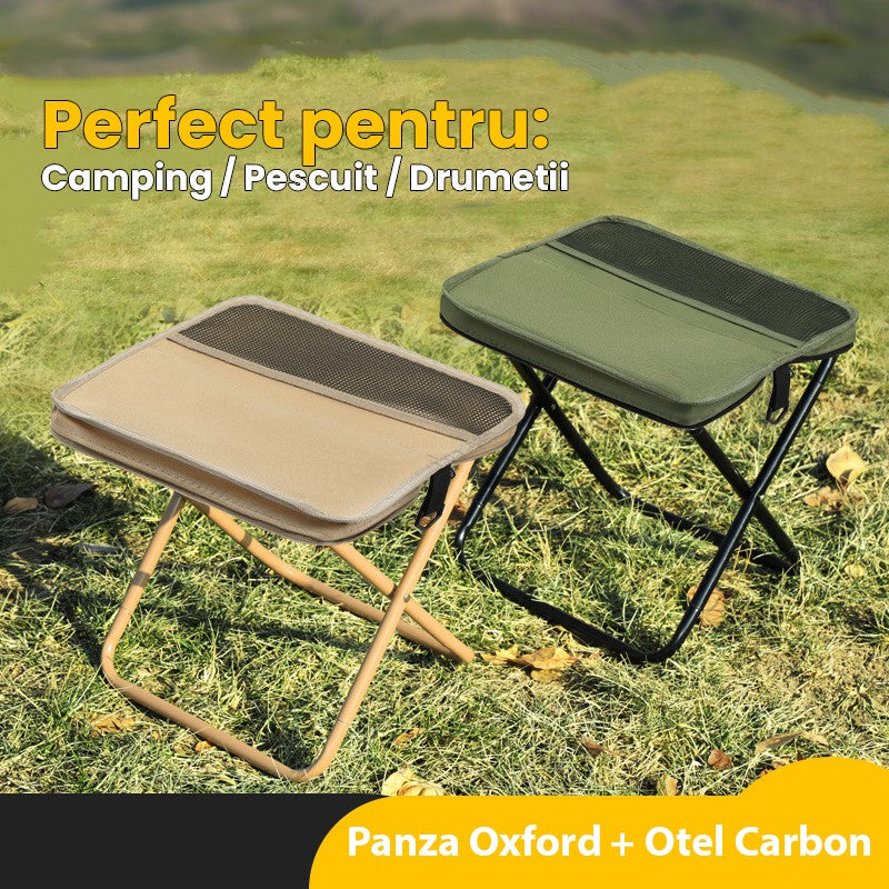 Scaun Taburet Pliabil pentru Camping, Flippy, pentru Adulti, Scaun Portabil, Pescuit, din Panza Oxford si Cadru