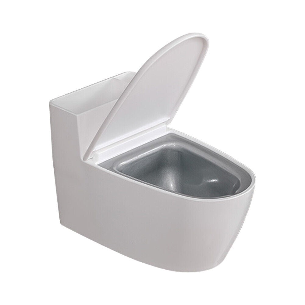 Scrumiera creativa Flippy, Forma de Toaleta, Capac Alb , Material ABS si Otel Inoxidabil, 12.5 x 10 x 8 cm, Fixare prin