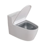 Scrumiera creativa Flippy, Forma de Toaleta, Capac Alb , Material ABS si Otel Inoxidabil, 12.5 x 9.8 x 8.4 cm, Fixare