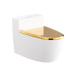 Scrumiera creativa Flippy, Forma de Toaleta, Capac Auriu, Material ABS si Otel Inoxidabil, 12.5 x 9.8 x 8.4 cm, Fixare
