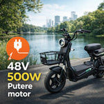 Scuter Electric KG, Saige, Fara Permis, Motor 500W, Baterie 48V20Ah, Autonomie 60km, 153x40x85 cm, Viteza Maxima
