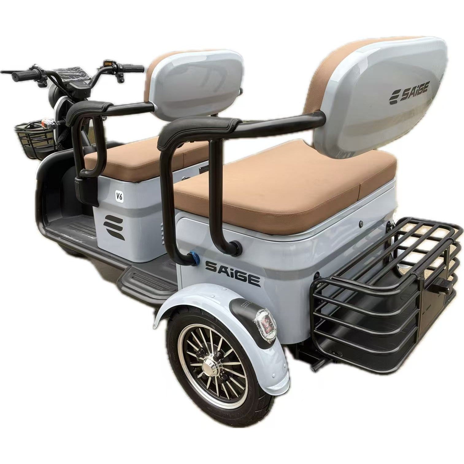 Triciclu Electric V6, Saige, Fara Permis, cu Doua Locuri, Motor 1800W, Baterie 72V24Ah, Autonomie 60km, 220x88x105 cm,