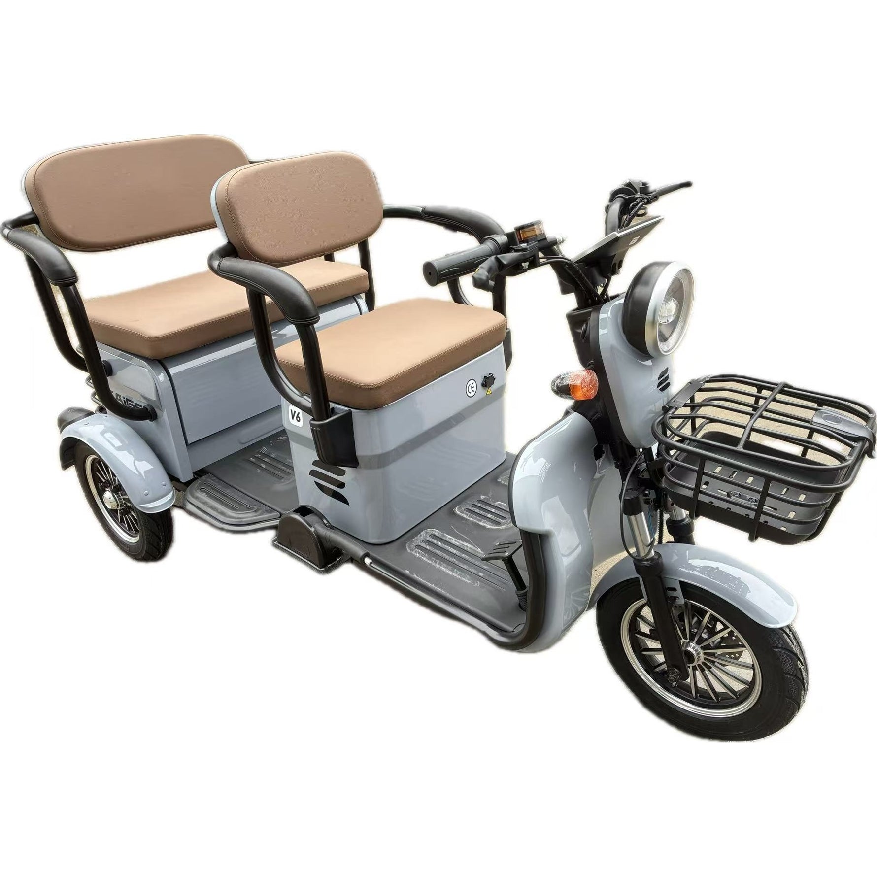 Triciclu Electric V6, Saige, Fara Permis, cu Doua Locuri, Motor 1800W, Baterie 72V24Ah, Autonomie 60km, 220x88x105 cm,
