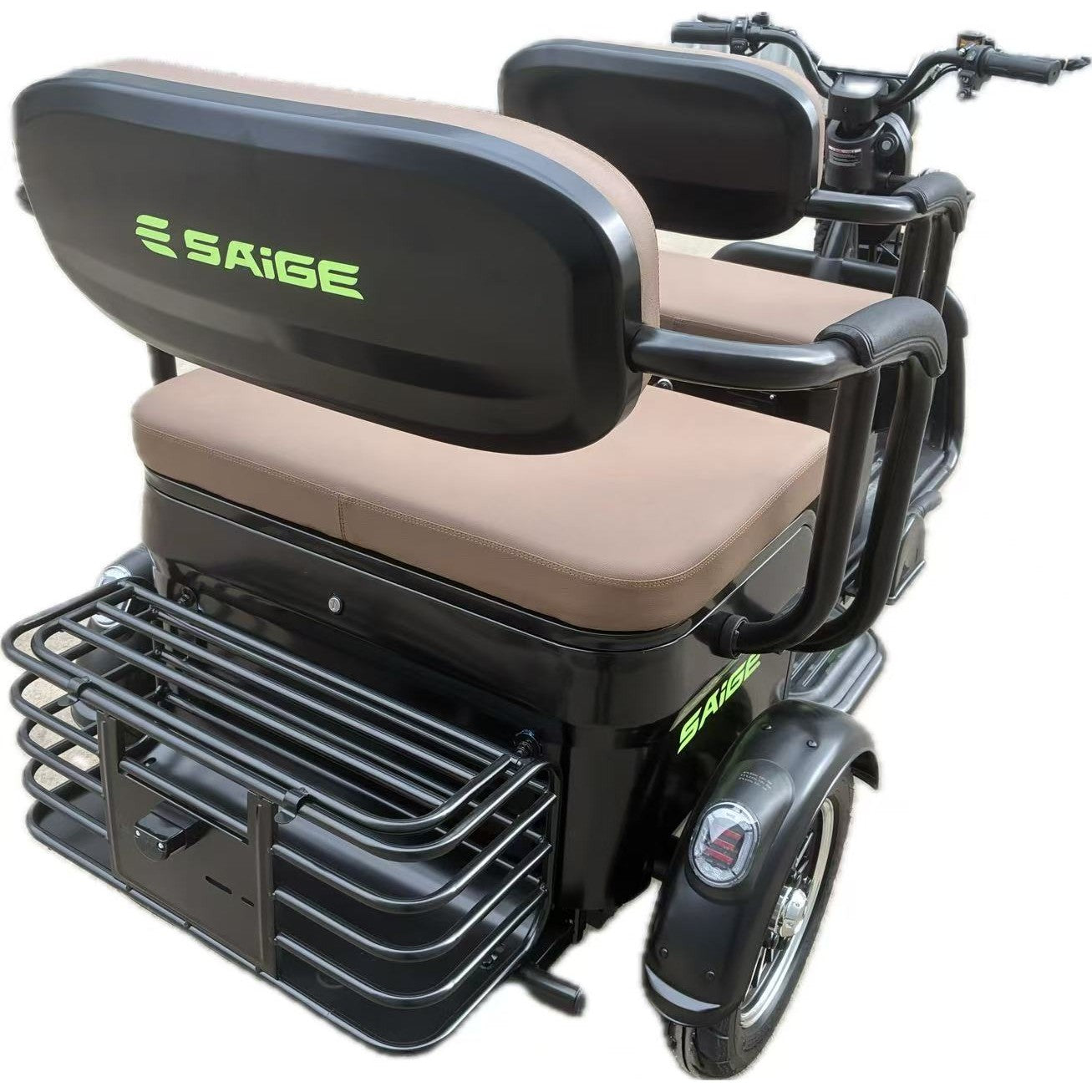 Triciclu Electric V6, Saige, Fara Permis, cu Doua Locuri, Motor 1800W, Baterie 72V24Ah, Autonomie 60km, 220x88x105 cm,