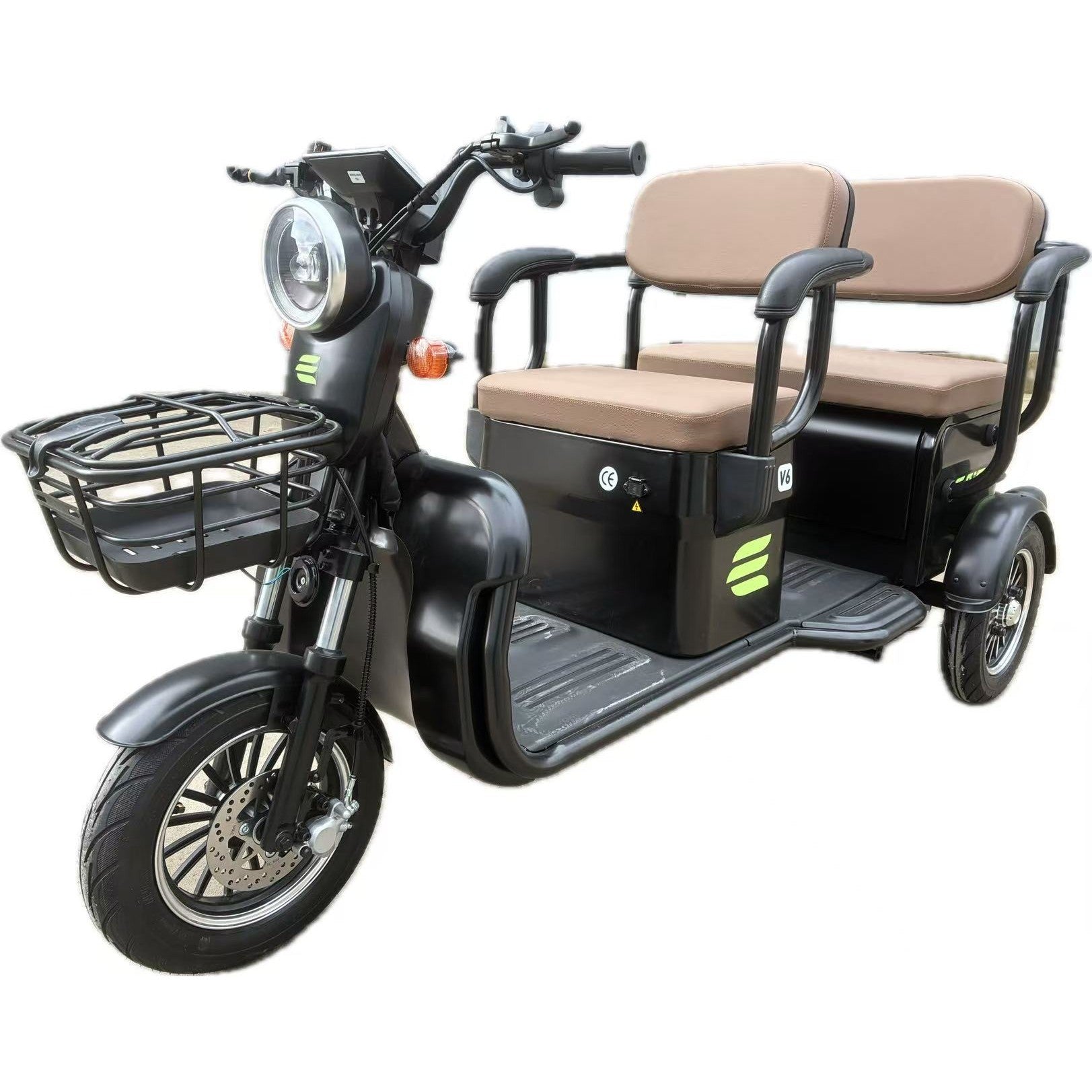 Triciclu Electric V6, Saige, Fara Permis, cu Doua Locuri, Motor 1800W, Baterie 72V24Ah, Autonomie 60km, 220x88x105 cm,