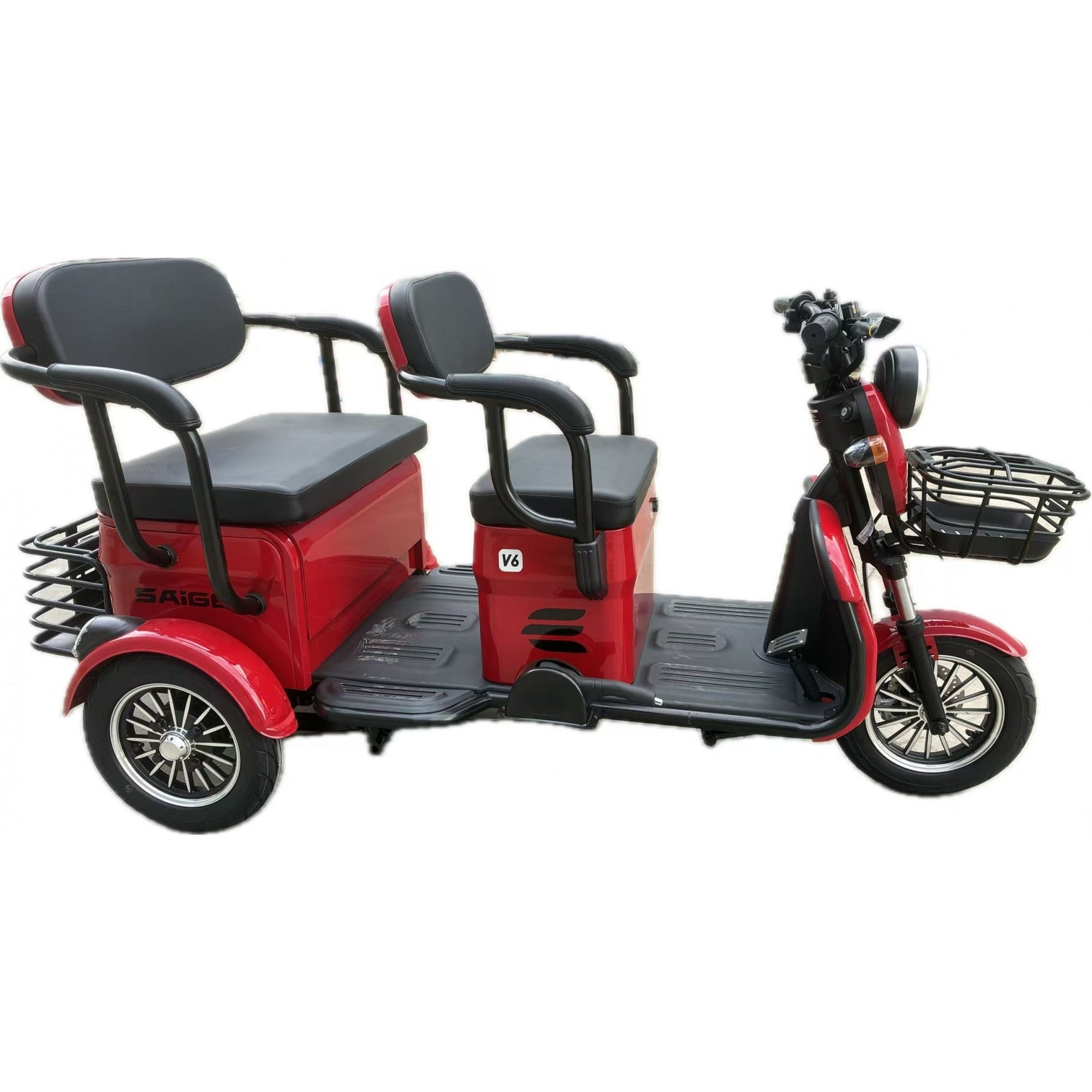 Triciclu Electric V6, Saige, Fara Permis, cu Doua Locuri, Motor 1800W, Baterie 72V24Ah, Autonomie 60km, 220x88x105 cm,