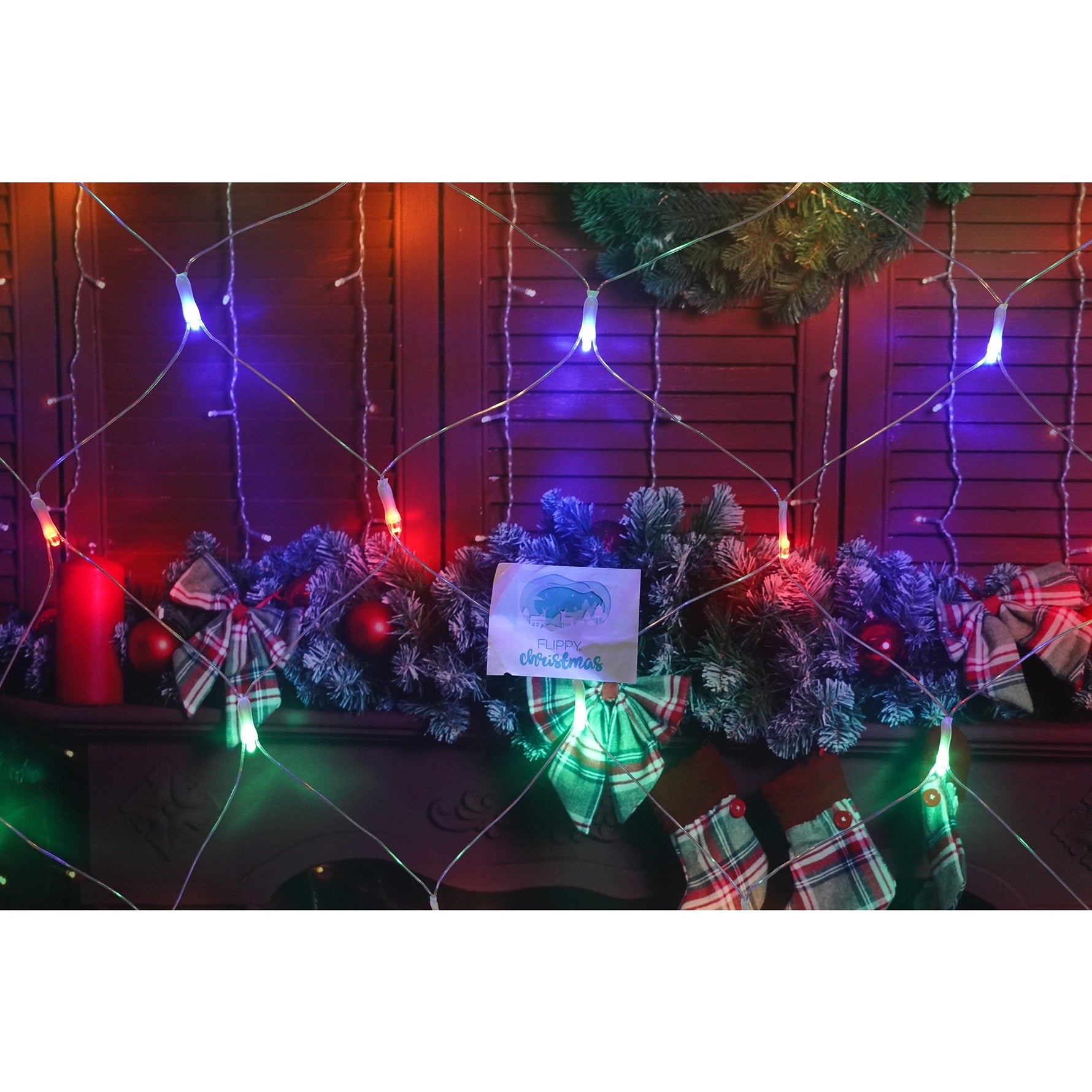 Sectiune Instalatie de Craciun Flippy, Tip Plasa, 160 LED-uri, 2 m x 2 m, 8 jocuri de lumini, Interconectabila, Fir
