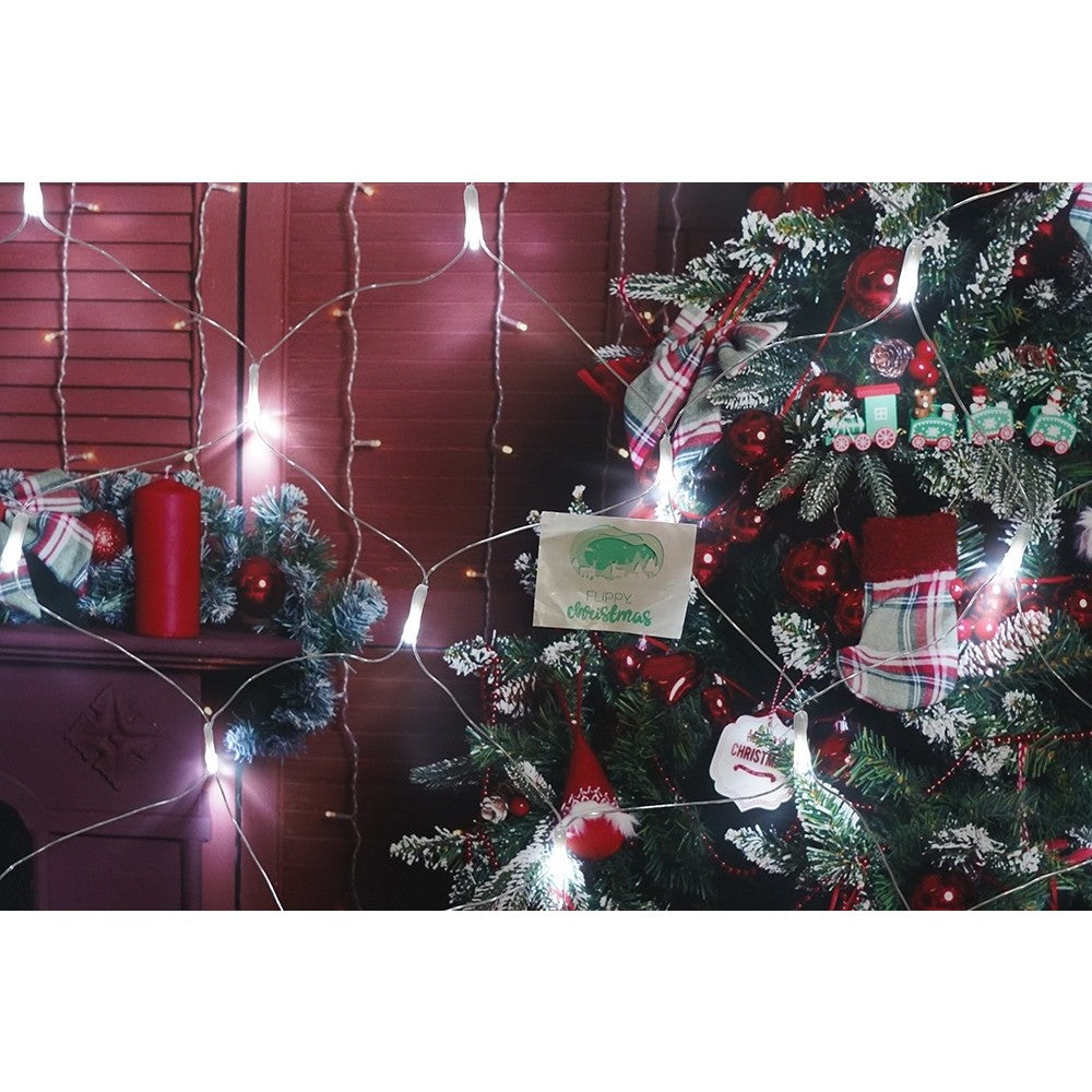 Sectiune Instalatie de Craciun Flippy, Tip Plasa, 80 LED-uri, 2 m x 1 m, 8 jocuri de lumini, Interconectabila, Fir