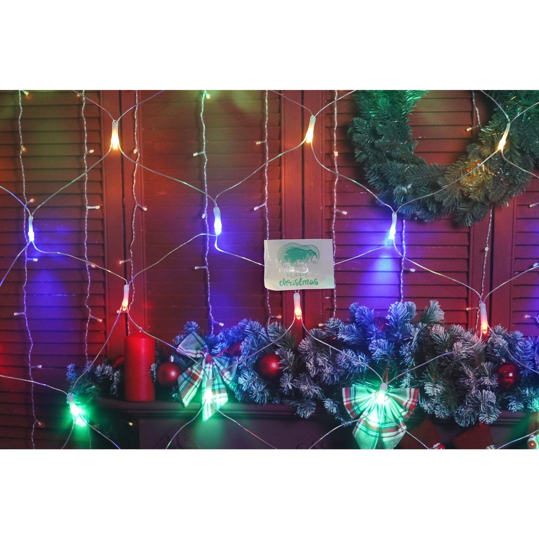Sectiune Instalatie de Craciun Flippy, Tip Plasa, 80 LED-uri, 2 m x 1 m, 8 jocuri de lumini, Interconectabila, Fir