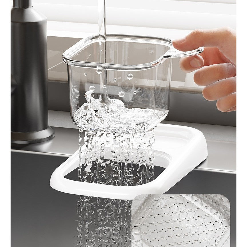 Cos de Scurgere pentru Chiuveta, Flippy, din ABS, cu Maner si Ventuza, Multifunctional, 22 x 13 x 8.5 cm, Alb