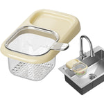 Cos de Scurgere pentru Chiuveta, Flippy, din ABS, cu Maner si Ventuza, Multifunctional, 22 x 13 x 8.5 cm, Crem