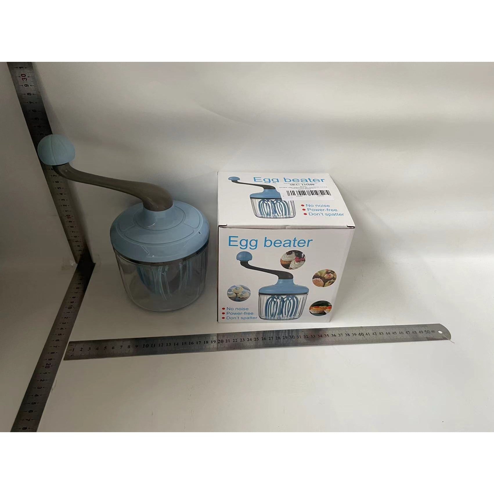 Mixer Manual, Flippy, pentru Oua Smantana Frisca Aluat, Maner Plastic, Usor de Utilizat si Depozitat, Bol Transparent,