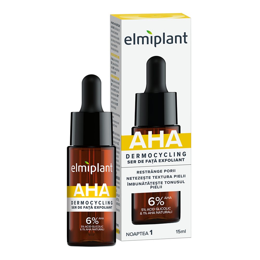 Ser Exfoliant Pentru Fata, Elmiplant, Dermocycling cu 6% AHA, 15 ml