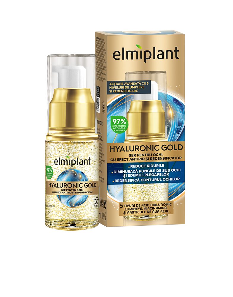 Ser Pentru Ochi cu Efect Antirid, Elmiplant, Hyaluronic Gold, 15 ml