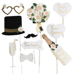 Set 10 Accesorii pentru Petrecere, Flippy, Props pentru Coltul de Poze, Model Mire si Mireasa, Tematica Nunta,